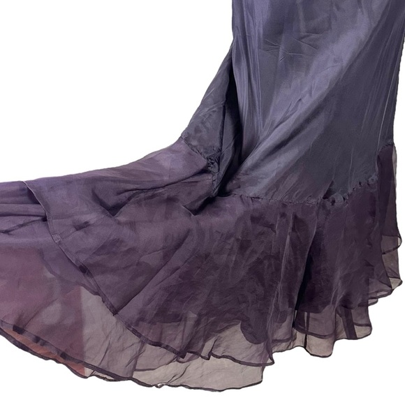 Vintage Tiar Silk Dark Purple Flower Fairy Maxi Dress Size Small WhimsyGoth USA - Picture 4 of 15